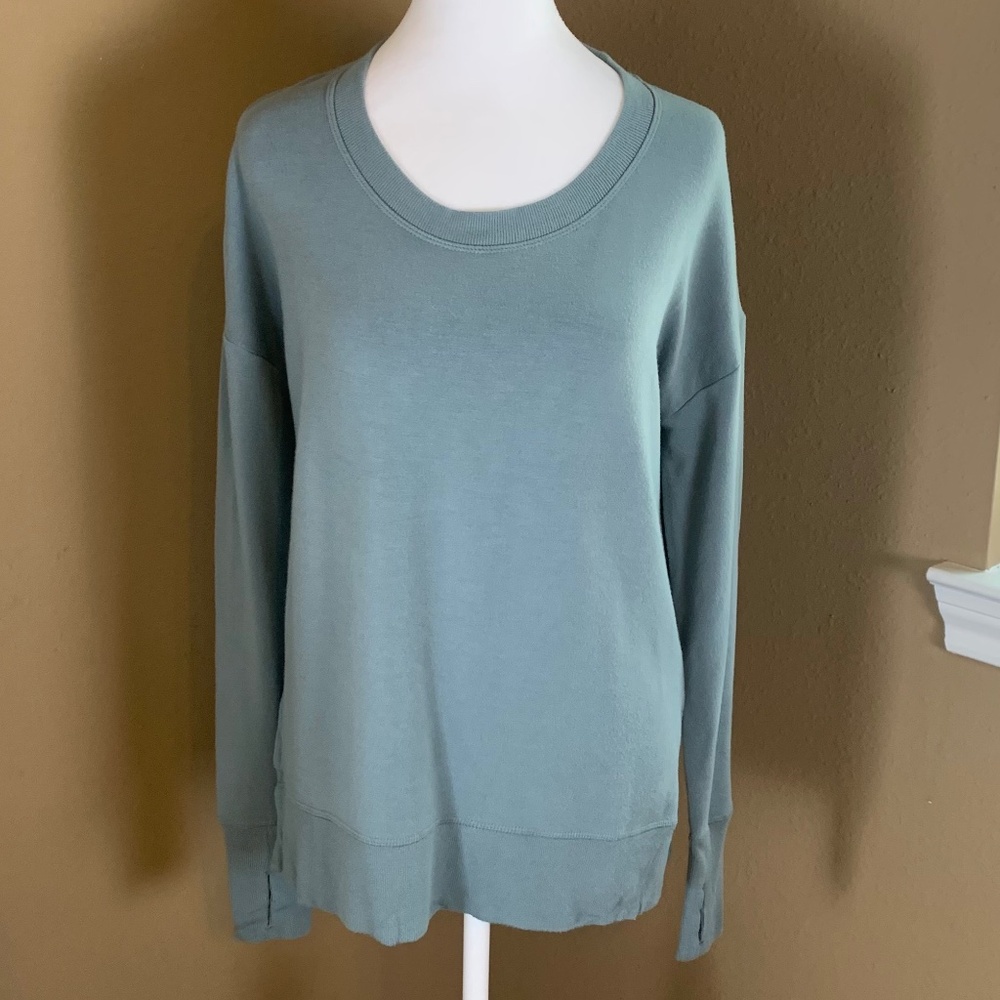 Athleta Women’s Sweatshirt Size Small Green Pullover Long Sleeve Soft Lounge Top